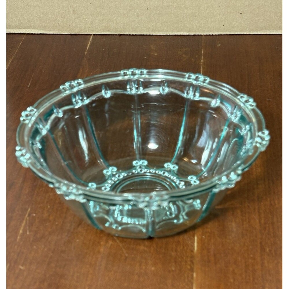 Vintage KIG Indonesia Glass Candy Dish Bowl "Oyster & Pearl" Scalloped Pattern